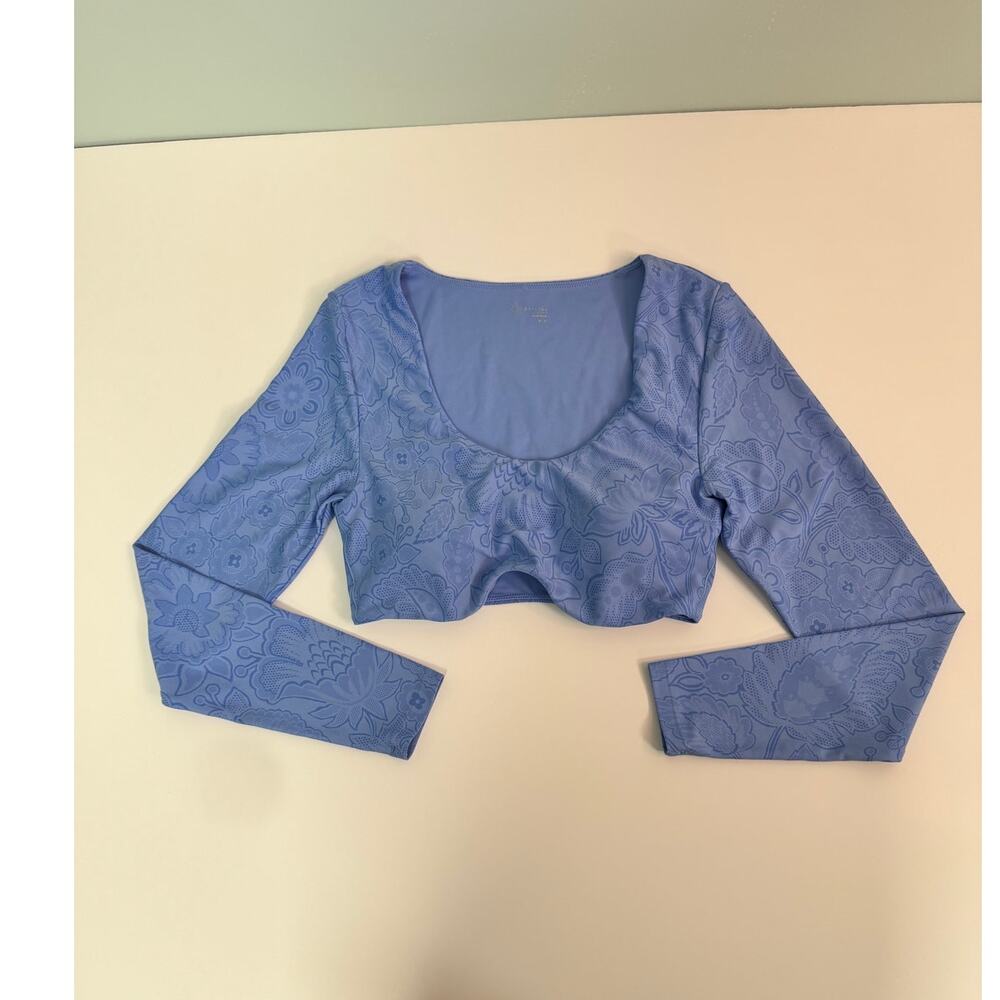 Offline by Aerie Bra Free Long Sleeve Cropped Top - Size Medium - Purple